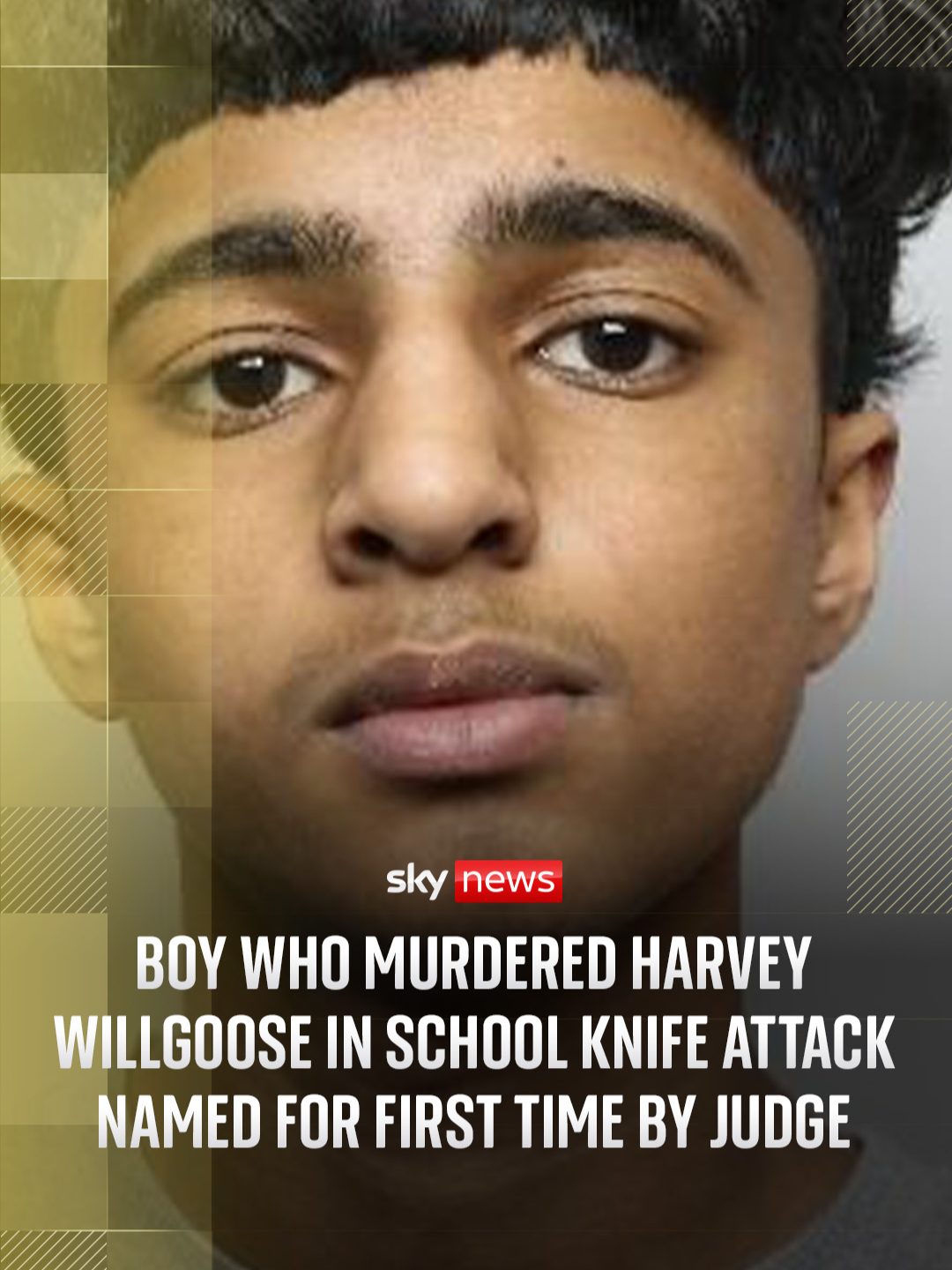 Judge Mrs Justice Ellenbogen has lifted the automatic anonymity order for Harvey Willgoose's killer, who is due to be sentenced for murder of the 15-year-old in a school knife attack.  The 15-year-old can now be identified as Mohammed 'Umar' Khan.   Members of the media applied for the reporting restriction to be lifted, arguing that there is a public interest in naming him following his conviction for Harvey's murder #SkyNews
