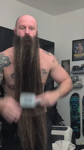 Getting ready for my Work Meeting Cologne in my Storefront #bearded #longhair #beardsoftiktok #mustache #grwm 