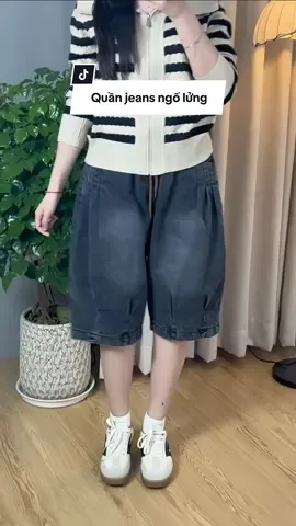 Mặc em quần jeans ngố lửng này thích lắm chị em ạ, chạy nhảy vận động thoải mái luôn #lendocungkapi #quanjeanngo #quanjean #quanjeannu #quanngolung 