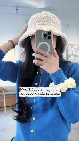 Mũ lông cừu đội được 2 kiểu luôn nhen #xuhuong #phụkiện #thoitrangnu #mũlongcuu #mũbucket 