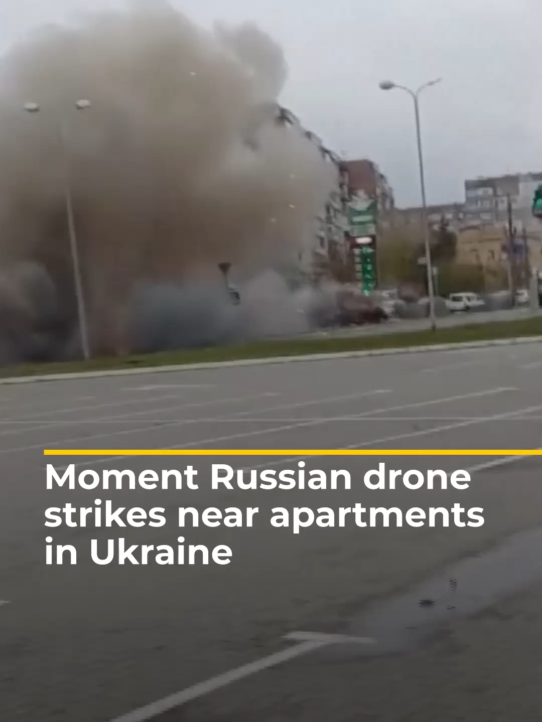 A bystander filmed the moment a Russian drone struck near an apartment building in Sumy, Ukraine, injuring several people.  . Russia launched a wave of deadly drone and missile attacks on cities across Ukraine on Tuesday. #news