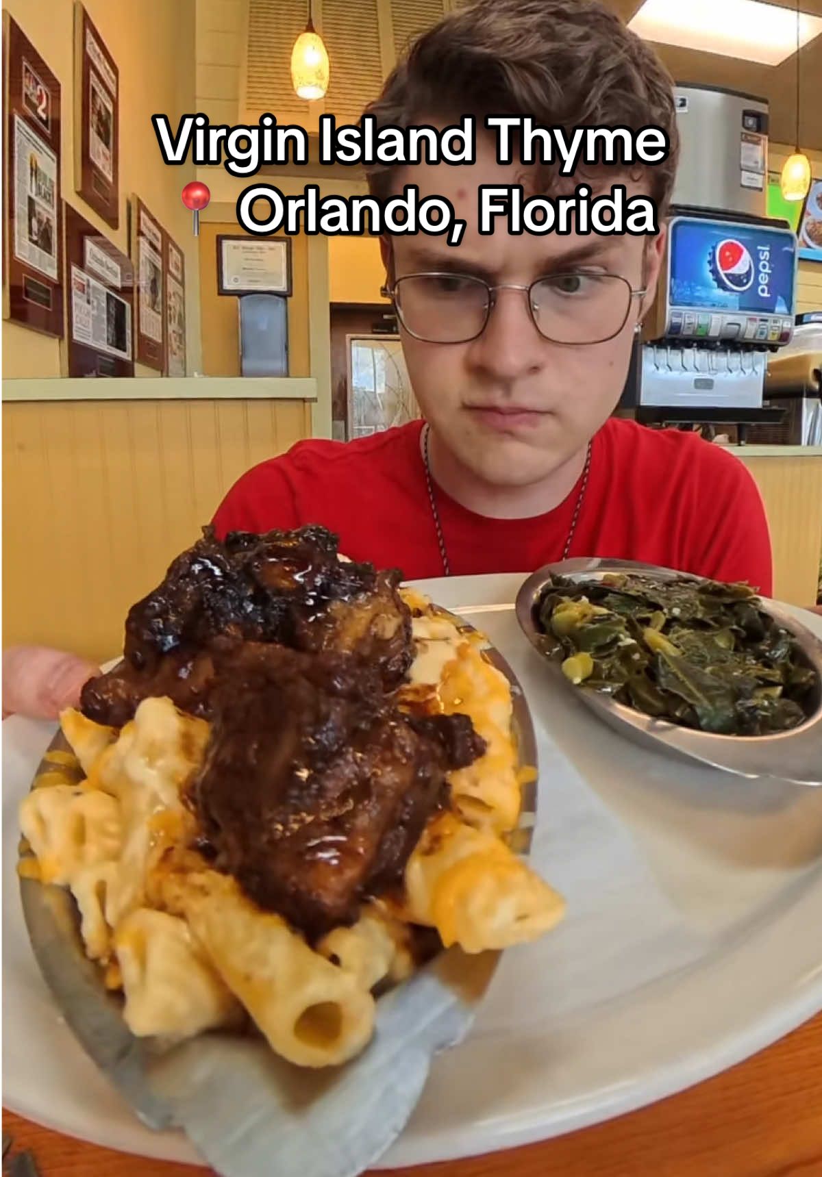 I discovered Carribean macaroni and cheese, and Island fungi which I totally pronounced correctly the first time (he’s lying)  The Johnny Cake was also new to me, I didn’t expect it to be such a fluffy, filling pastry, but it grew on me fast, and now I’m wondering.. what sauce would go best with it?  I think the only point I was ever expecting more was from the sauce the tostones came with, but they themselves still have such a satisfying texture, that I almost didn’t mind!  I’ll let the footage of me devouring the braised oxtail macaroni and cheese bowl speak for itself!  But my favorite dish of this entire visit is likely the sweet plantain lasagna, which combines the sensations of two dishes I love that I didn’t expect to blend so well!  I’ve got to return sometime to try more, I’m looking at you, jerk chicken wings 👀  What should I order at Virgin island thyme next? Are there any other carribean restaurants you want me to visit? Let me know in the comments below!  #carribean #trinidad #foodreview #orlando #florida