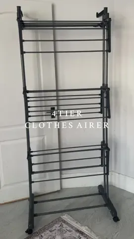 4 Tier clothes airer that has loads of space for drying a full load of washing. It folds away easily and works well both indoors and outside. Linked below #clothesairer #laundry #laundryessentials #tiktokmademebuyit #dealdrops 