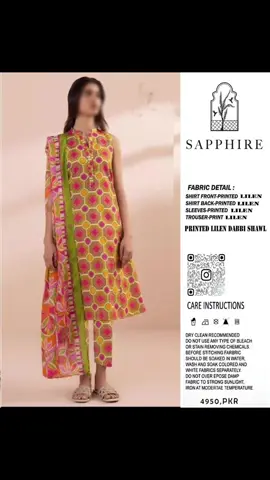 ✨SAPHIRE  BRAND✨ ❗️Printed Linen  allover shirt ❗️Printed Linen dupatta  ❗️Printed Linen  trouser  10 piece in one set  Single suit available Stuff & collour 💯garunted Wholesale price for resllers 2299/-