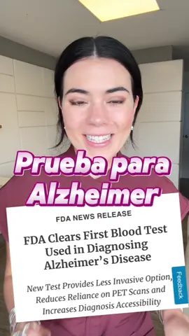 Nueva prueba en sangre para Alzheimer 🧠 Referencia: https://www.fda.gov/news-events/press-announcements/fda-clears-first-blood-test-used-diagnosing-alzheimers-disease