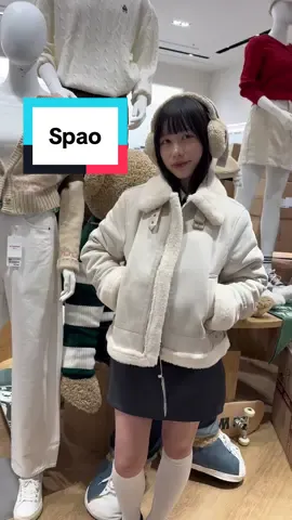 Áo da lộn lót lông mượt #Spao lên dáng quá xinh lun 🤩 #orderhanquoc #korea #aodalon #aokhoac 