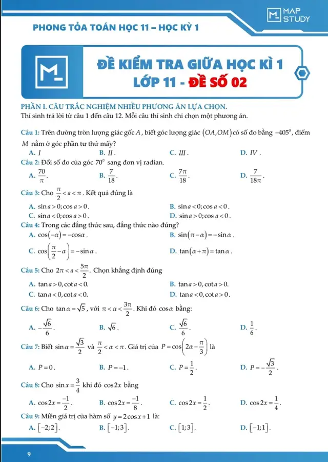 Gửi đến các bạn đề ôn tập gk1 toán 11 và đáp án sẽ được lên vào ngày mai. #toan11 #gk1 #xuhuong #virall #trending 