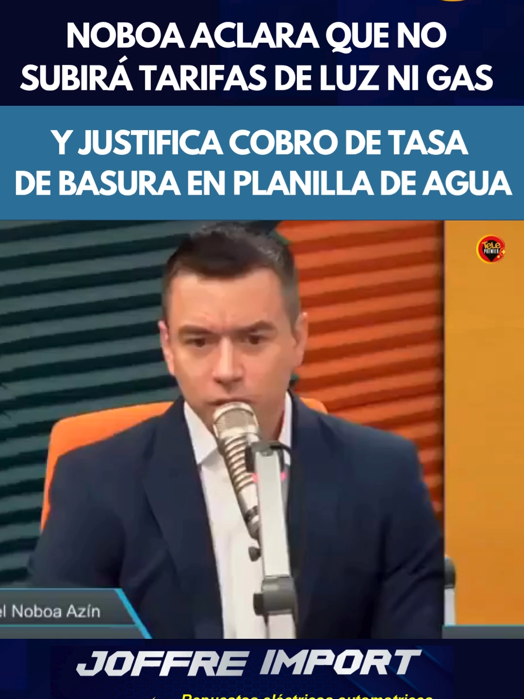 #ATENCIÓN🔵 El presidente Daniel Noboa se pronunció frente a las declaraciones de algunos municipios opositores, a quienes acusó de distorsionar la información. Aclaró que no está previsto ningún incremento en las tarifas de luz ni de gas. Además, informó que la tasa por recolección de basura será incluida en la planilla de agua, medida que —según señaló— responde a solicitudes previas.