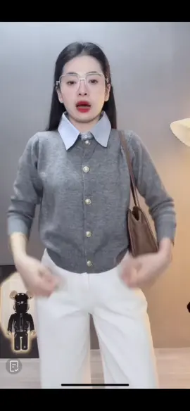 Áo Len Phối cổ cổ sơ mi #hienstore #aolen #thoitrangnu #tiktok #fyp 