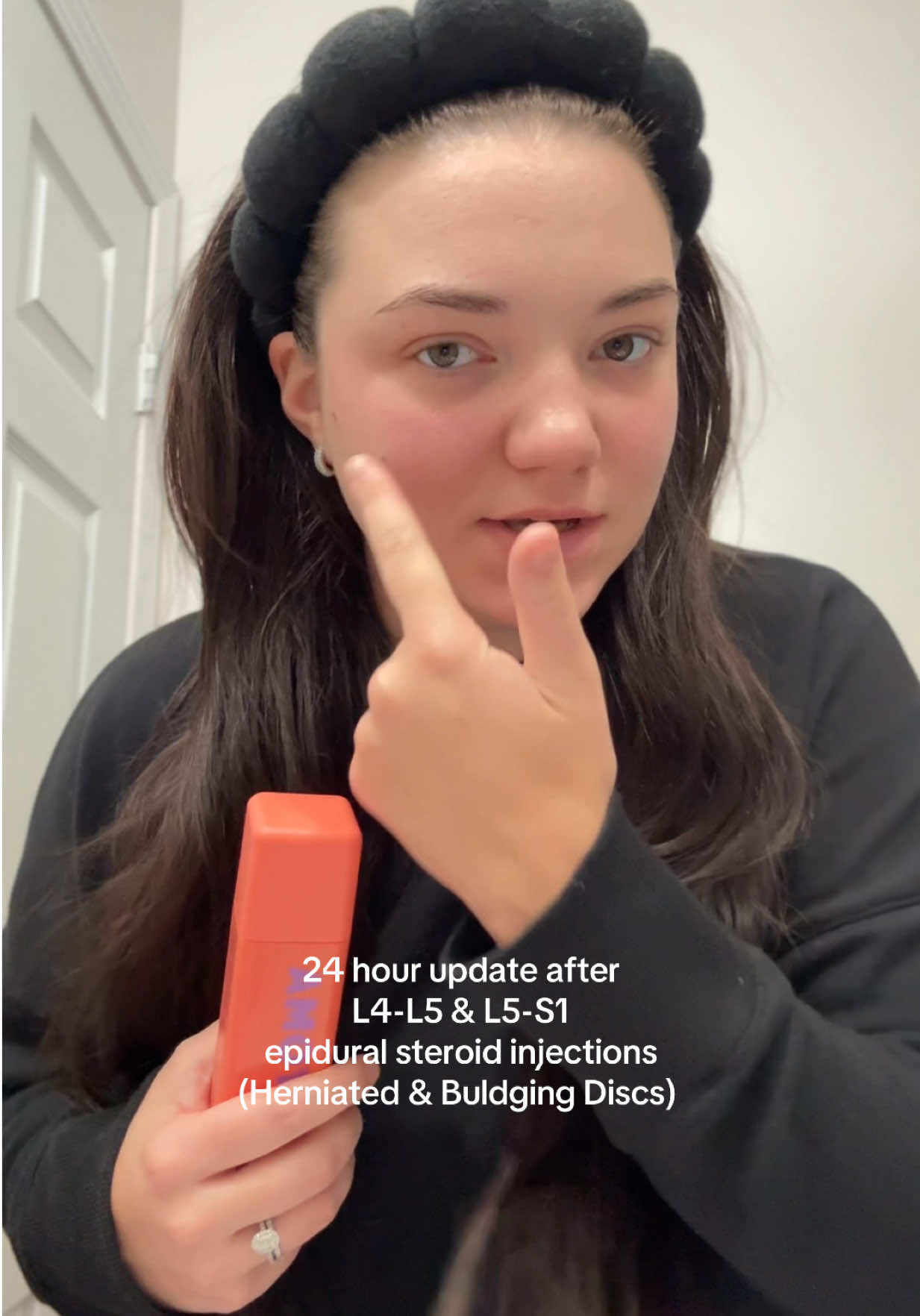 Here is my 24 hour update after my l4-L5 & L5-S1 epidural steroid injections yesterday. I’m not going to lie it was not a walk in the park afterwards I was definitely hurting and struggling. #fyp #epiduralinjection #backinjury #l5s1 #herniateddisc  @byoma @loréal paris usa @laneige_us 