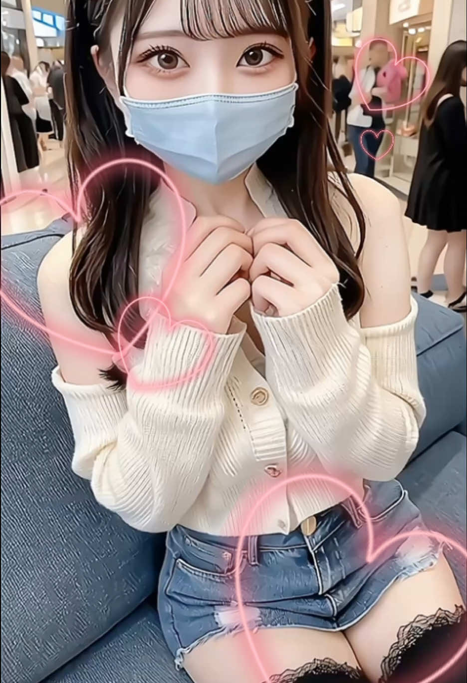 冬のデニムミニスカ、すき？ #デニムミニスカ#ニーハイ 