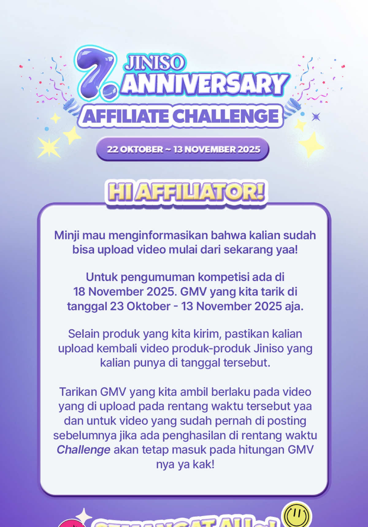 🎉 JINISO 7TH ANNIVERSARY AFFILIATE CHALLENGE IS HERE! 🎉 Yuk Daftar Sekarang! #JINISO7th #Gen7JINISO #SevenYearsStrong