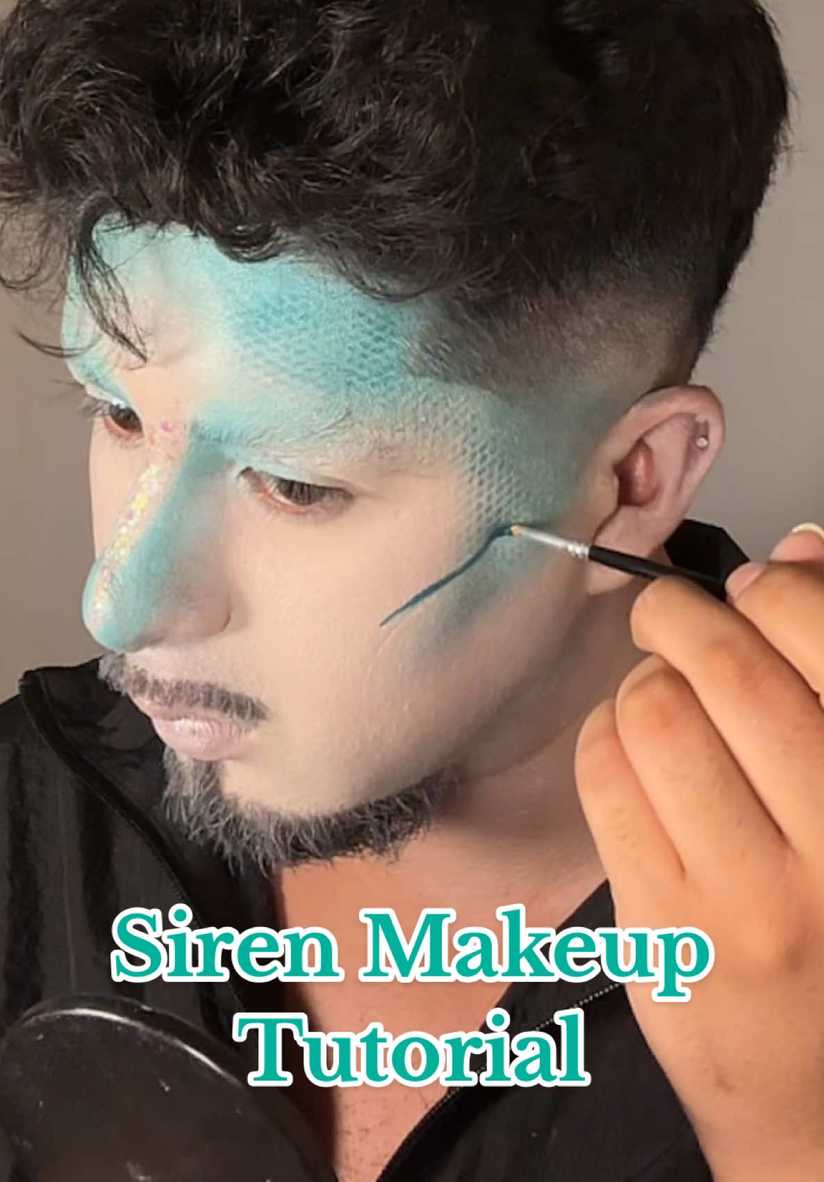Siren Makeup Tutorial Products Used: @UCANBE Athena Palette @ duolash Green Lash Glue @Dr. BRANDT Skincare Luminizer Primer @ Airspun Setting Powder @Amazon Irredescent face glitter and ear cuffs #fyppppppppppppppppppppppp #sirenmakeup  