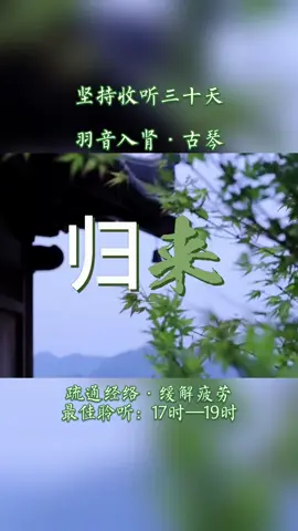养肾曲「归来」羽音益肾 ——五音中，“羽”对应肾脏。听羽调音乐（如古琴、萧、钢琴曲），可滋补肾精，缓解腰膝酸软、耳鸣等问题，契合“肾主藏精”的功能。 五音润水——“肾属水”，羽调音乐能滋养肾水，改善因恐惧、焦虑导致的肾气不固（如夜尿频多、失眠多梦），平衡“水亏火旺”的失衡状态#五音疗愈 #上热门 #音乐 #治愈 #养生 