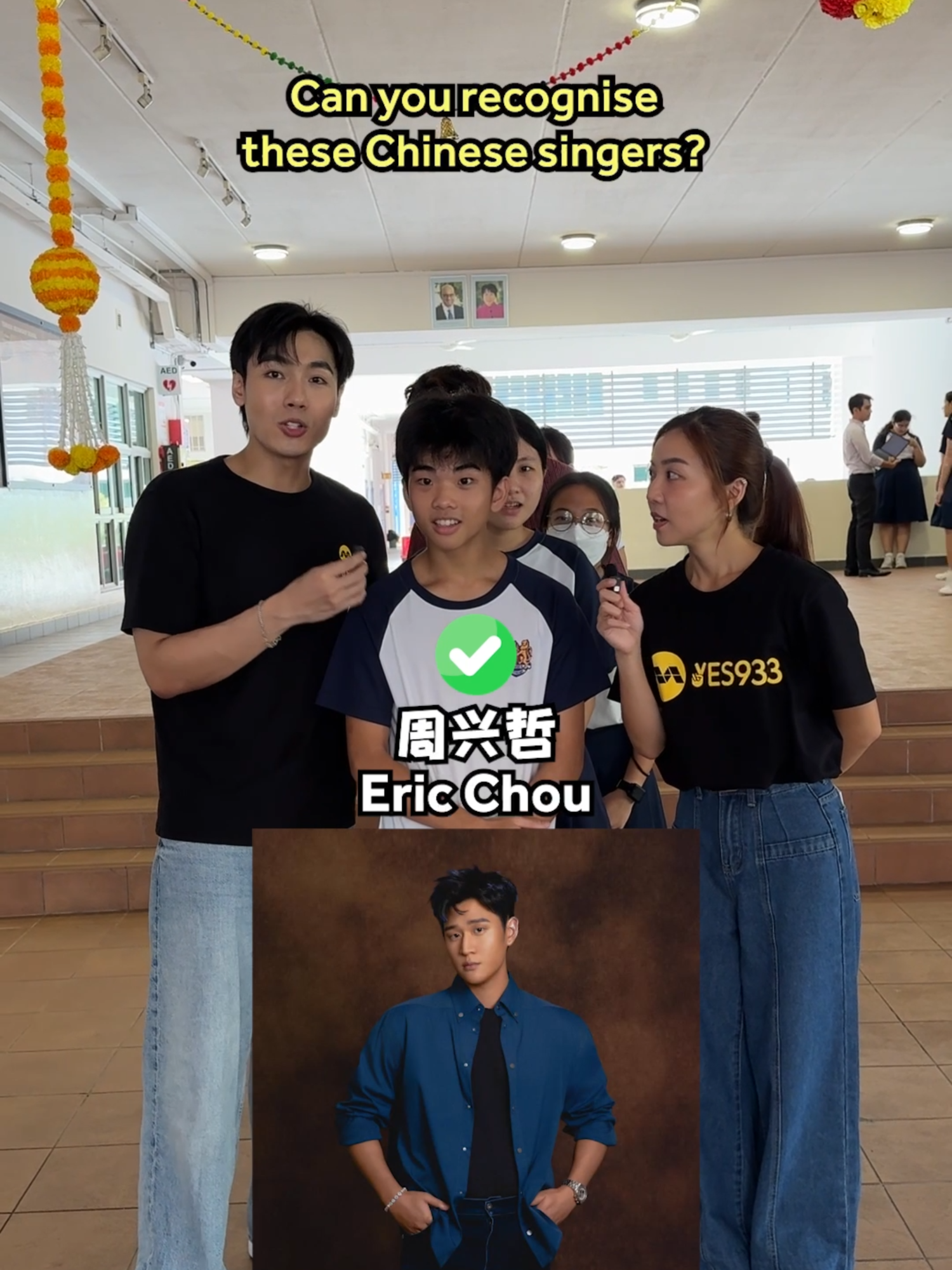 Bet you’ve heard their songs before 😉 but can you recognise them?? 🎤  #YES933 #YES933schoolinvasion #YES933grills #chinese #tiktoksg @joeyyurong @pinjuenlim @gavinchongzhe @gladysbay_