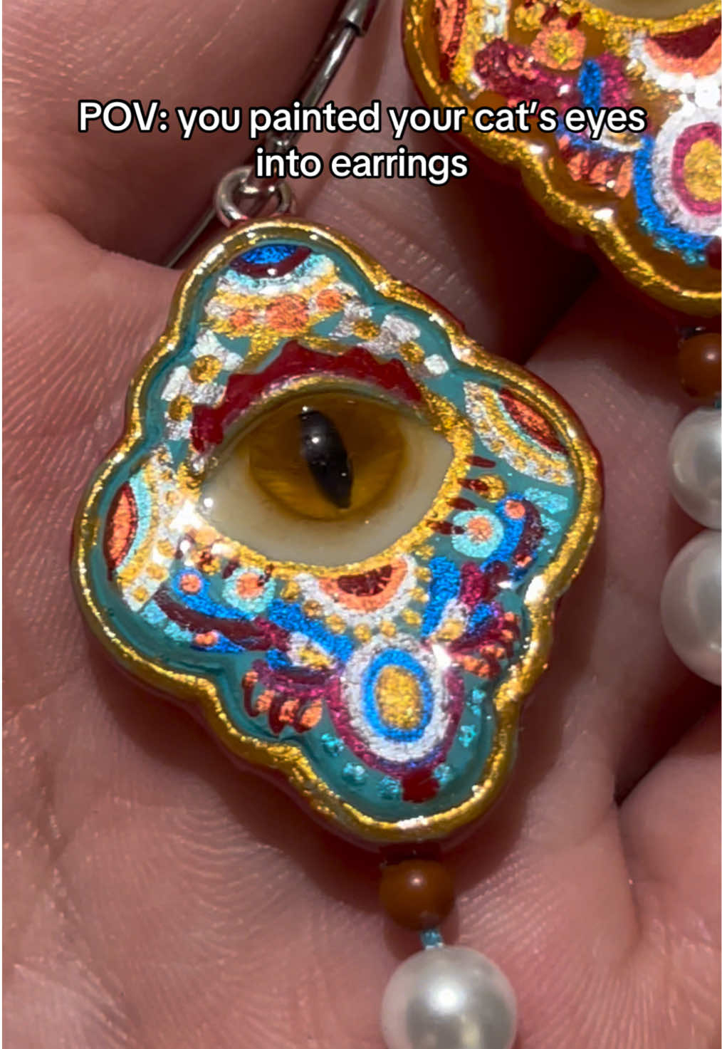 Because I couldn’t stop staring at them #eyes #earrings #custom #fyp #viral #giftideas #handmadejewelry #cat 