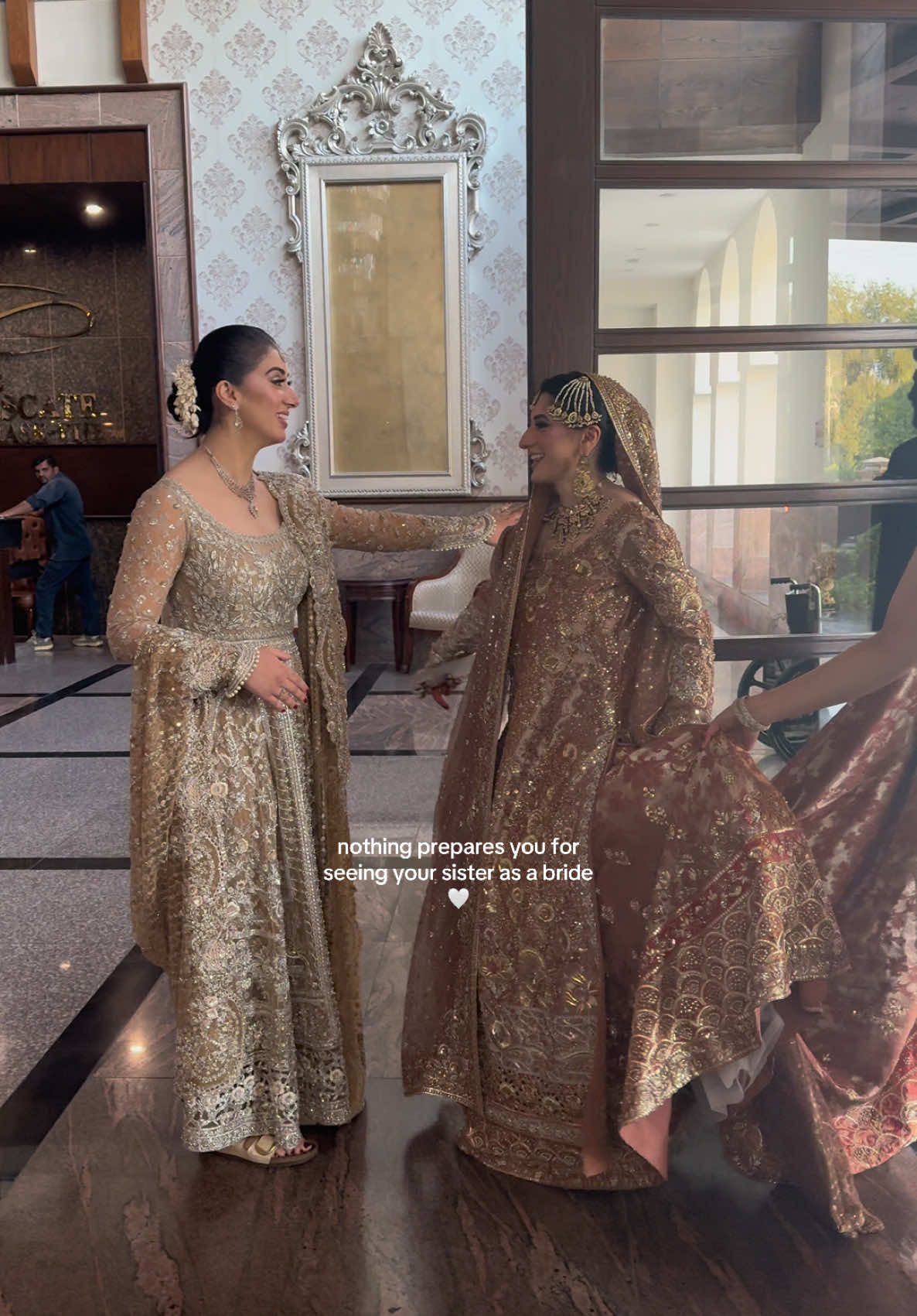 Holding back the tears because she looked so stunning!! mA 🤍 #firstlook #sisterofthebride #pakistaniwedding #desitiktok 
