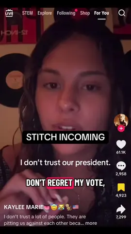 @kayshmoneyy ts was not hard. I really think that trump supporters are desperately paving themselves a path out of this corner #trump #kayleemarie #politics #leftist #liberal 