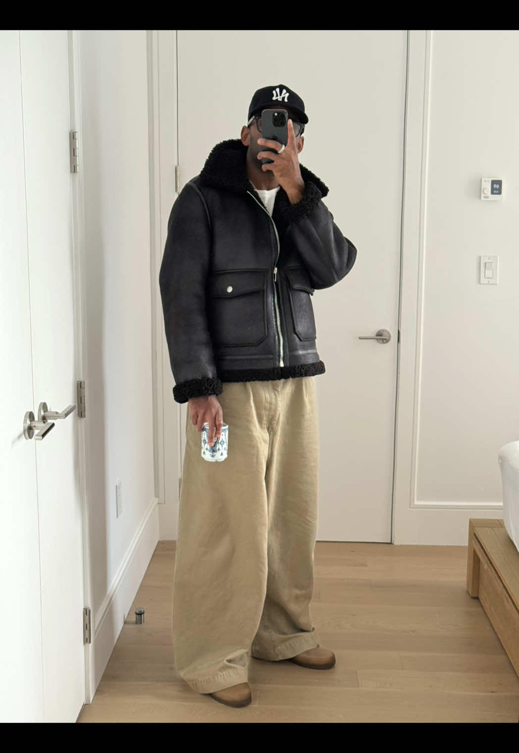 Outfit of the day breakdown  Hat: @Envy La Vie  Shades: @gentlemonster  Jacket: @A.P.C.  Pants: #kapital  Shoes: @Gardenheir  #outfitoftheday #mensfashion #OOTD #nyc 