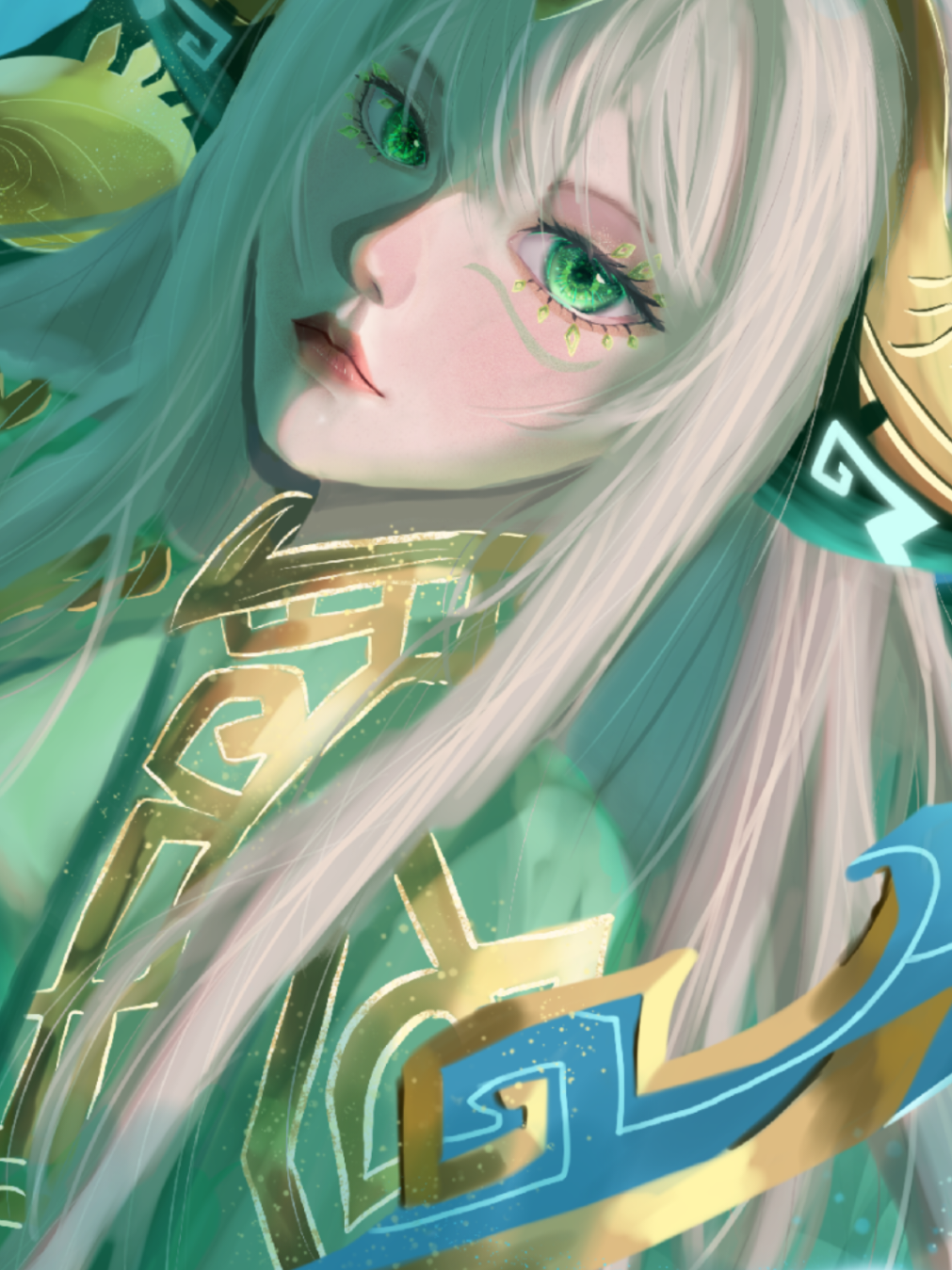 Dyadia new epic skin is so gorgeous💚🩵💙#honorofkings #hokstudio #sanxingdui #decadeofpromise #artist 