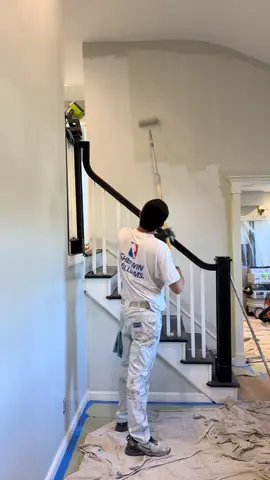 Rolling smoothly through this full interior repaint! 😎 Walls finished in Silverpointe by @sherwinwilliams, using Duration Interior Matte for a flawless, modern look ✨ #ProfessionalPainting #FullInteriorRepaint #SherwinWilliams #Silverpointe