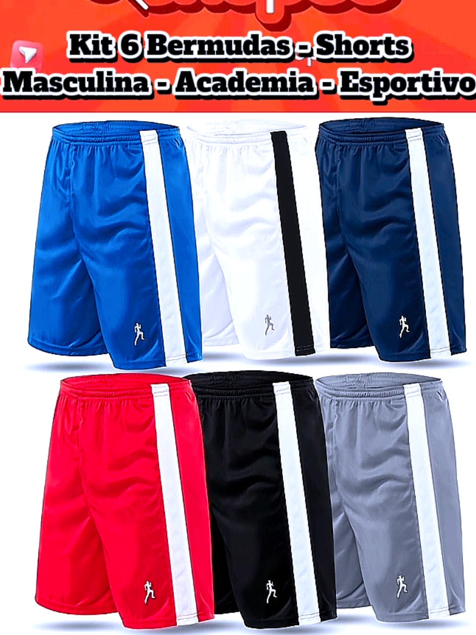 Kit 6 Bermudas - Shorts  Masculina - Academia - Esportivo  Link 1°Comentário Fixado ID da Shopee: AHN-VHA-RVS #academia #moda #modamasculina #body #fyp 