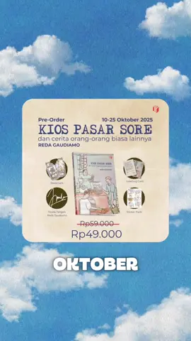 Hallo teman”, cuma mau sekedar mengingatkan kembali buku rilisan @ShiraMedia “kios pasar sore dan cerita orang orang biasa lainnya karya ibu @Reda Gaudiamo masih buka pre-order sampe tanggal 25. Jadi jangan lewatin bonus” menarik dari bukunya yaa🤗 #kiospasarsore #ceritaorangbiasa #shiramedia #fyp 