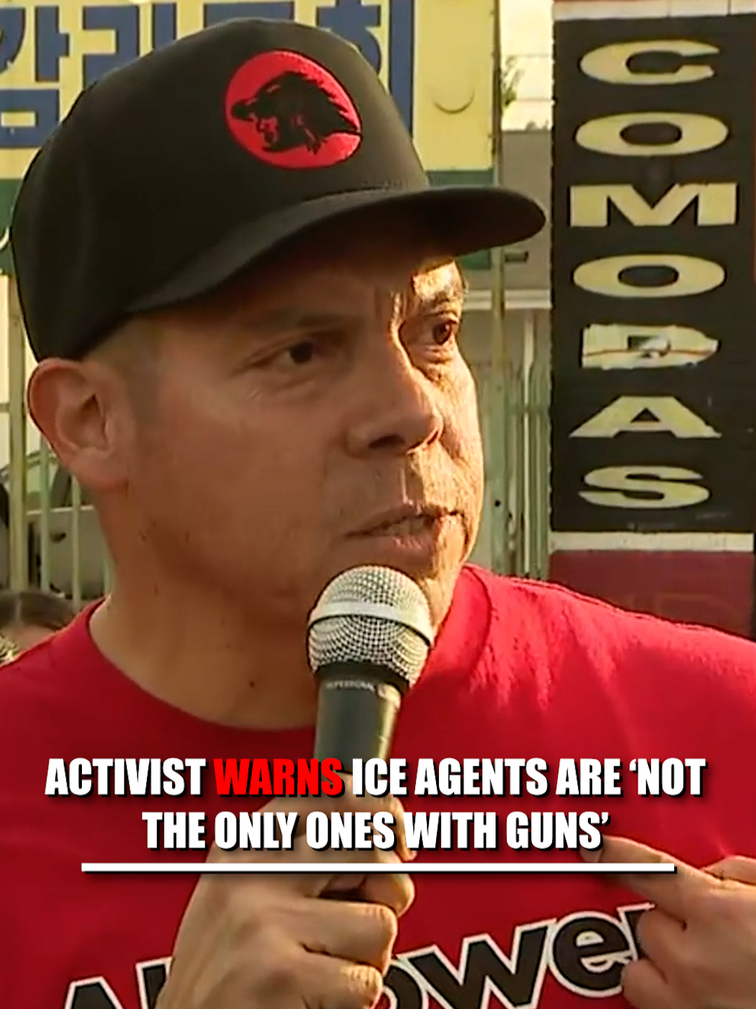 WATCH: A school teacher at an anti-ICE protest warns federal agents that they're 