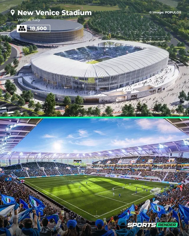 The groundbreaking ceremony has officially marked the start of construction for the new 18,500-seat Venice Stadium, located in the Bosco dello Sport area — a new 116-hectare sports and entertainment hub north of the city. Designed by Populous in collaboration with Maffeis Engineering, the stadium will host Serie A football, rugby, and major live events. Inspired by the Venetian landscape, its elegant façade and compact bowl design aim to create a unique and immersive fan experience. Populous, the global architecture firm behind iconic venues like Tottenham Hotspur Stadium, Wembley, and Estadio da Luz, continues to redefine sports architecture in Italy — also designing the new stadiums for AS Roma and Como FC. ⚽ Capacity: 18,500 🚧 Construction start: October 2025 📍 Location: Bosco dello Sport, Venice 🏗️ Designed by: Populous & Maffeis Engineering