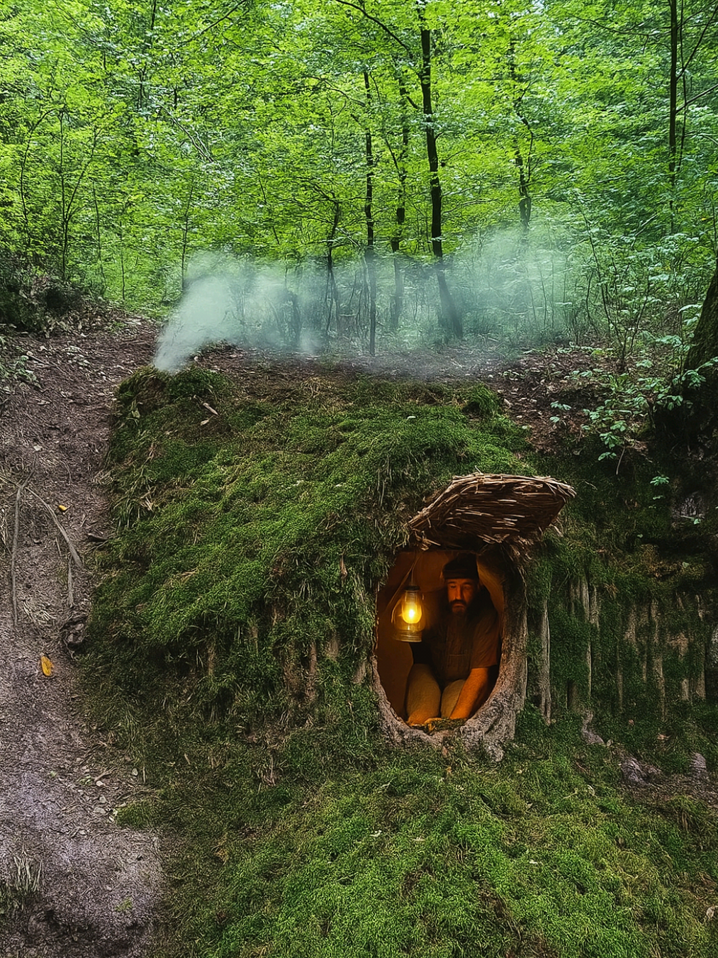 Building Complete and Cozy Survival Secret shelter to hide from bears . #Bushcraft #Survival #bear #camping #shelter 