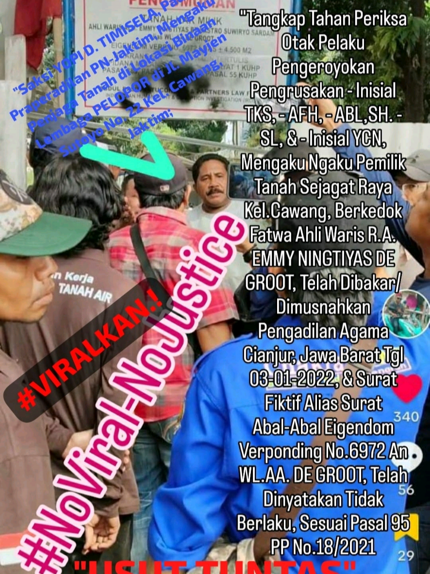 #FAKTA NYATA SUDAH 3 TH LEBIH LAPOR POLISI (LP) PENYIDIK SATRESKRIMUM POLRESTRO JAKTIM, HINGGA HARI INI TIDAK ADA KEPASTIAN HUKUM ; 