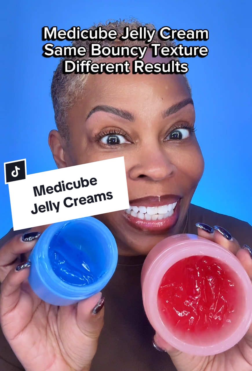 Medicube Jelly Creams - same bouncy texture, but totally different results! @medicube global #TiktokShopBlackFriday #TiktokShopCyberMonday #TiktokShopCreatorPicks #medicubejellycream #over50skincare 
