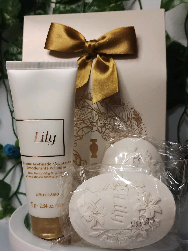 kit perfeito para presentear aquela mulher que é amante do cheiro Lily ✨ . Caixinha Presenteável personalizada de natal com  ✨ 1 creme acetinado corporal 75gr ✨ 2 sabonetes perfumados 90gr cada . Por apenas 59,00 . #espacodabelezaecia #boticario #natal2025 #lily #lilydenatal 
