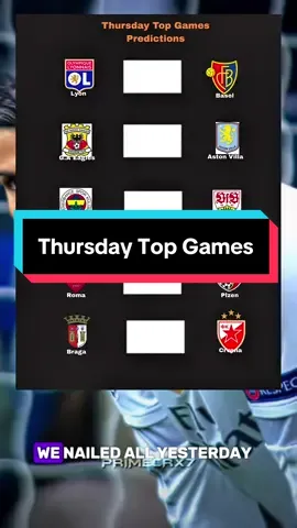 Thursday Top Games Score Predictions And Analysis! #championsleague #europaleague #footballpredictions #footballtiktok #sportstiktok 