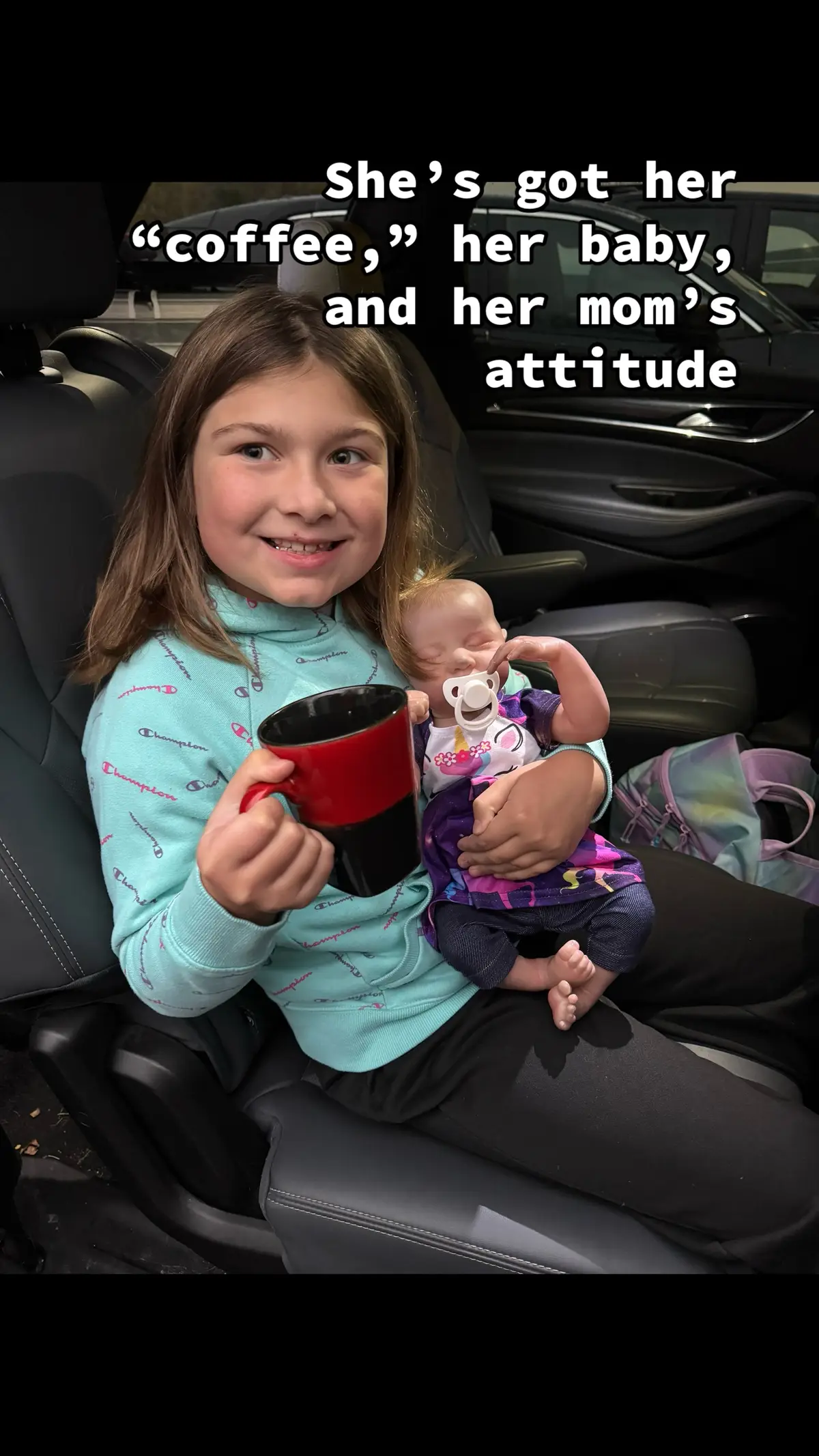 When your daughter starts copying your morning routine… mug, baby, and all ☕💁‍♀️ I’m not sure whether to laugh or cry at how accurate this is 😂 #MiniMeMoments #MomLifeUnfiltered #GirlMom #MotherDaughterLove 