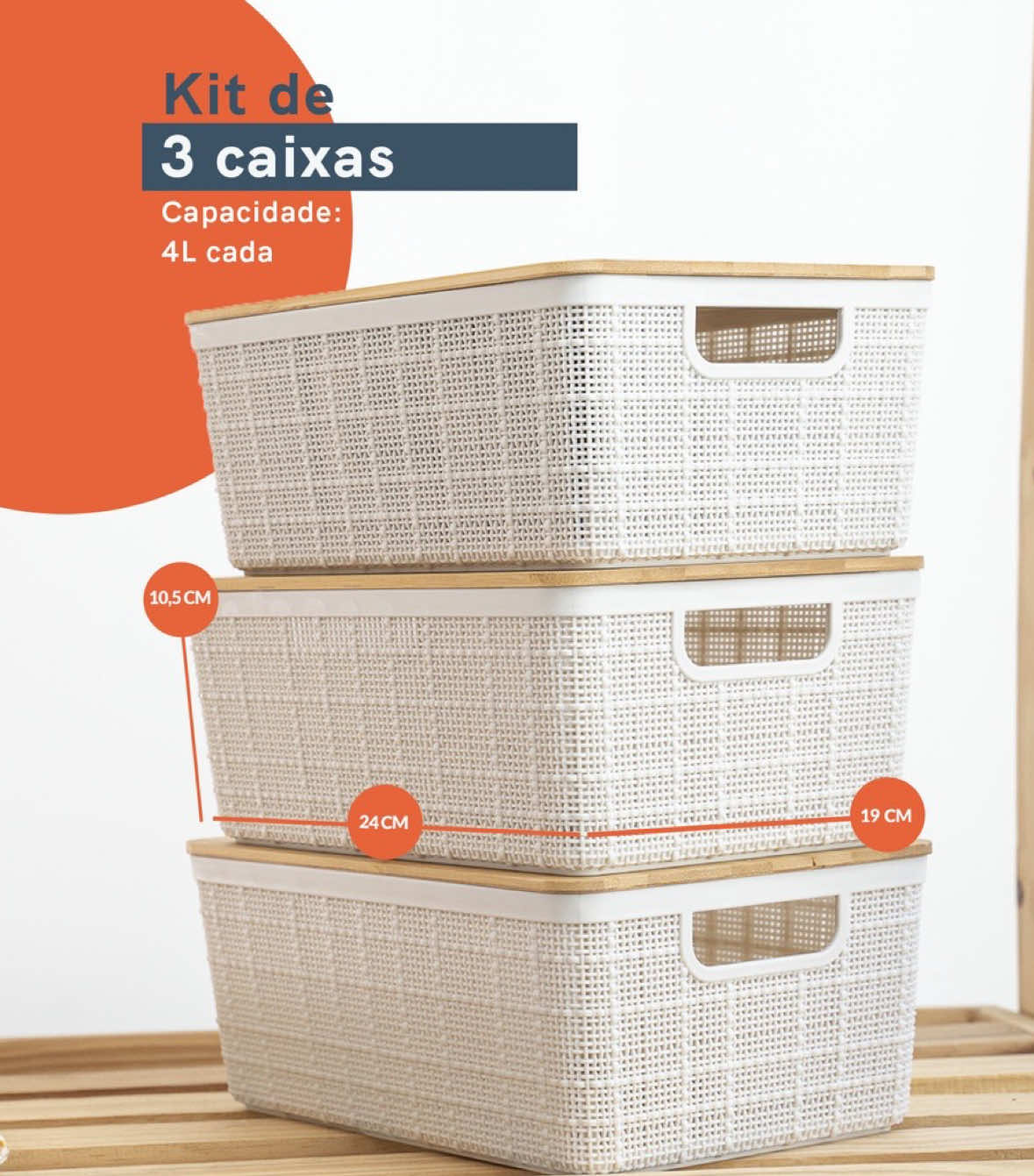 🧺✨ Organização e estilo! O Kit 3 Caixas Oikos com Tampa de Bambu deixa seus ambientes práticos e elegantes. Link: https://s.shopee.com.br/5L3Uobxwrh #organizacao #casa #organizar #caixa #tampa 
