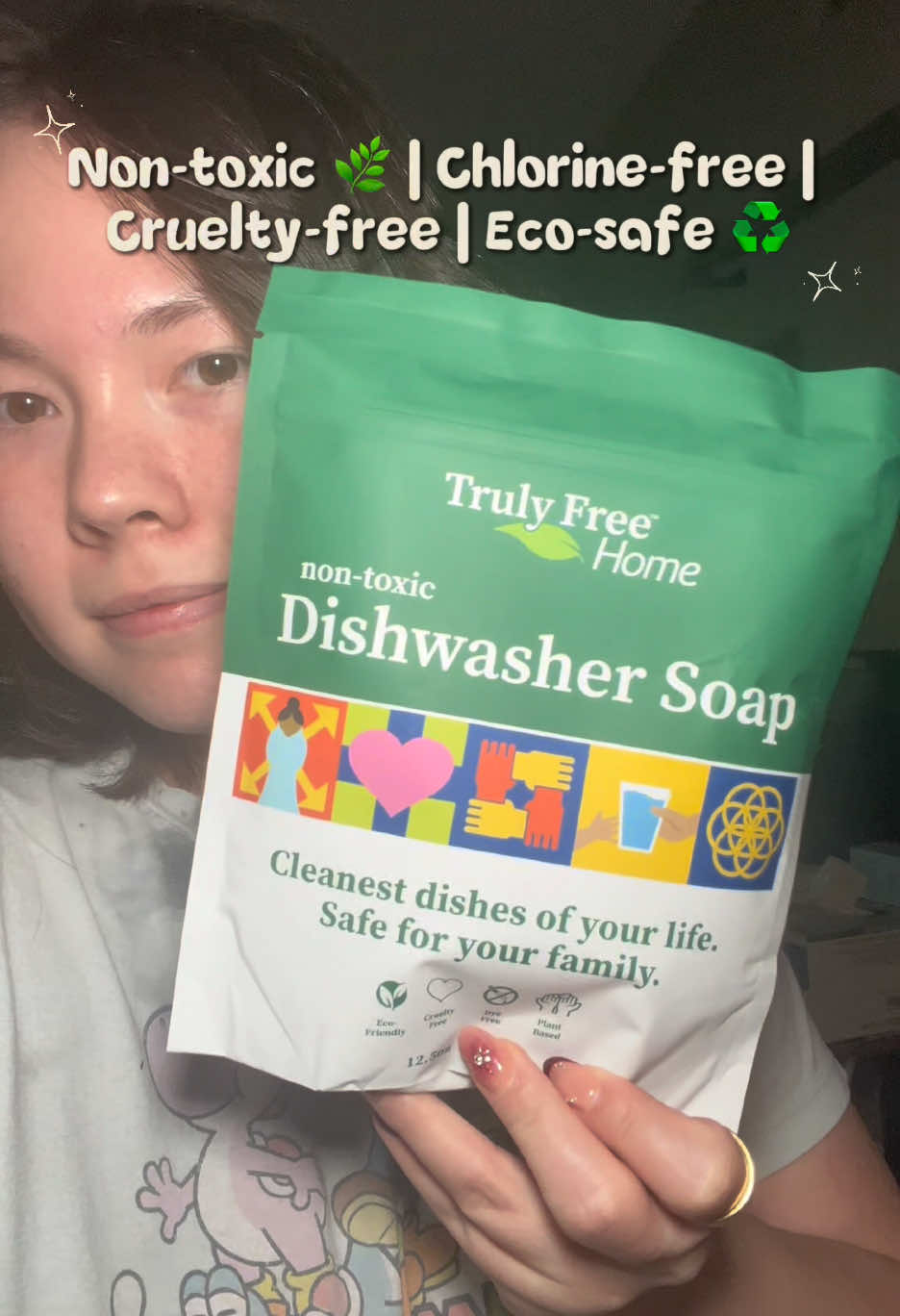 Can your dishwasher soap actually handle hard water stains without toxic chemicals? 🌿 This one can — and my dishes have never looked cleaner! 🍽️ Shop directly on TikTok 🛒 @trulyfreehome #TrulyFree #KitchenHacks #NonToxicLiving #CleanTok #dishwasherhack 