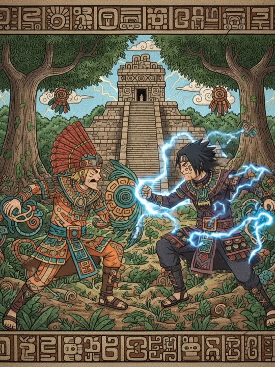 Combat between naruto and sasuke in maya style. LOL #animation #veo3 #anime naruto