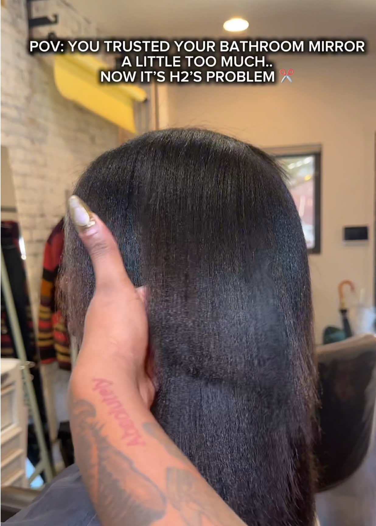 We don’t believe in miracles, but we do believe in Jahlena! 👏🏾✂️ #h2salonbrooklyn #h2salon #brooklynsalon #silkpress #pov 