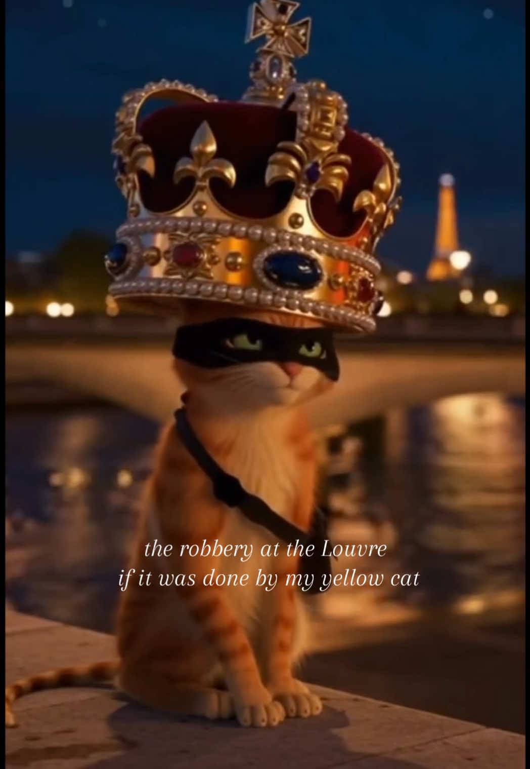 The robbery at the Louvre if it was done by my  Miu Miu 😍 #louvre #paris #france #cat #yellowcat 