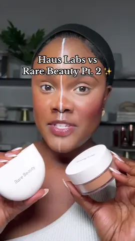 Replying to @Elisabet Part 2 of a full face side by side comparison Haus Labs vs Rare Beauty. What do we think so far? 😬✨ #beauty #makeup #makeupchallenge #hauslabs #rarebeauty 