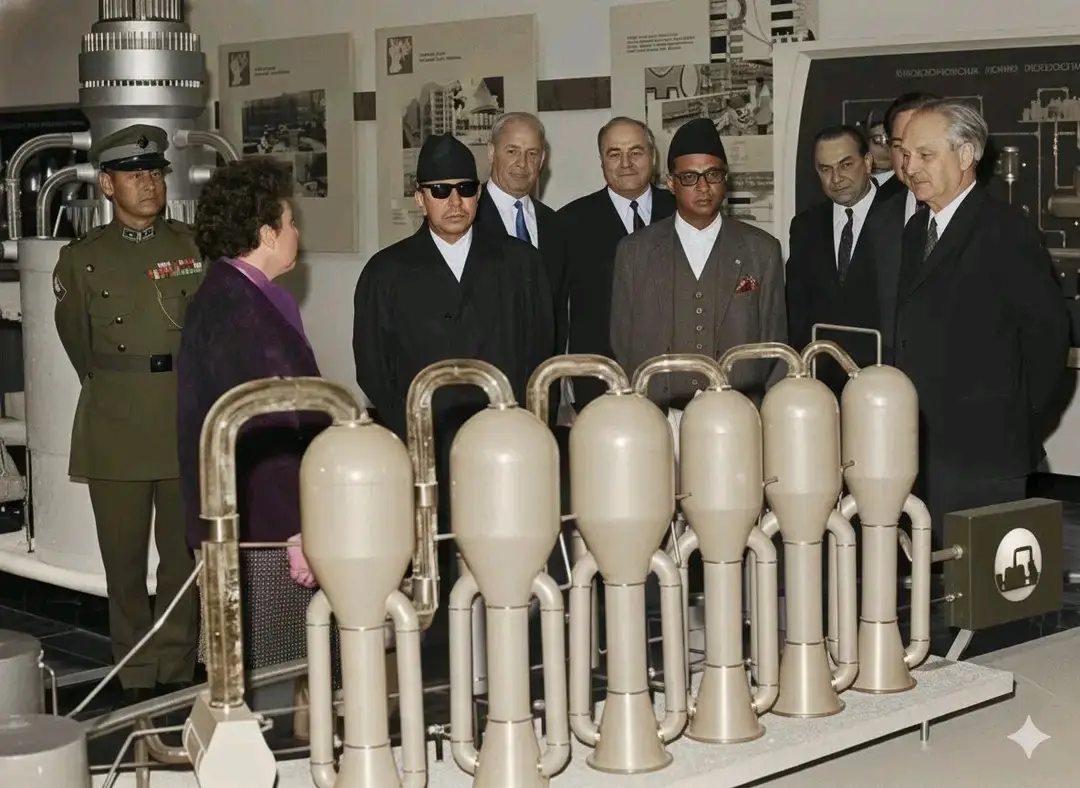 मस्को, सोभियत संघ — सन् १९७१ जुन १६ मा नेपालका राजा श्री ५ महेन्द्र वीर बिक्रम शाह देवज्यूले सोभियत संघको राष्ट्रिय अर्थतन्त्र उपलब्धि प्रदर्शनीमा रहेको परमाणु ऊर्जा मण्डपको भ्रमण गर्नुभएको ऐतिहासिक झलक 🇳🇵👑 — यो नै त्यो समय हो जब नेपाल विश्वसँग कदम मिलाउँदै अघि बढिरहेको थियो। #kingdomofnepal #nepalroyaldiaries #royalgrace #royalpride 