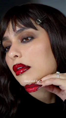 the art of layering🥀 vinyl glossy red lips with @Pat McGrath Labs  . . Lip combo: - legendary long wear lip liner in Divine Brown - dramatique mega lip pencil in Elson 6 - lust: gloss in Blood 2 . . #lipgloss #lipcombo #redlip 