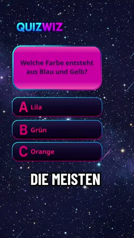 🌈 Wie gut kennst du dich mit Farben aus? Blau + Gelb … was kommt dabei heraus? 🤔 Viele tippen auf Lila oder Orange, weil die Farben einfach vertraut wirken – aber nur eine Kombination ist richtig! 👉 Blau + Gelb = ? Bei QuizWiz geht’s nicht nur um trockene Fakten – wir machen Lernen spielerisch und spannend. Heute steht die Farbtheorie auf dem Prüfstand! Egal ob im Alltag, beim Malen, Gestalten oder Design – Farben begegnen uns überall. 🎨✨ Teste dein Wissen, rätst du richtig? 💡 💬 Schreib deine Antwort in die Kommentare, bevor du die Auflösung siehst! Und markiere jemanden, der denkt, dass er alle Farbkombinationen im Kopf hat – mal sehen, ob er Grün sofort erkennt. 😉 Bei QuizWiz gibt’s regelmäßig neue Fragen aus allen Bereichen: 🧠 Allgemeinwissen 🌍 Geografie 📚 Wissenschaft 🎬 Popkultur 🎨 Kunst & Kreatives Jede Frage bringt dich ein Stück weiter – und manchmal überrascht dich die Antwort mehr, als du denkst! 🌟 ✨ QuizWiz – Wissen, das Spaß macht! #quiz #wissensqiuz #allgemeinwissen 