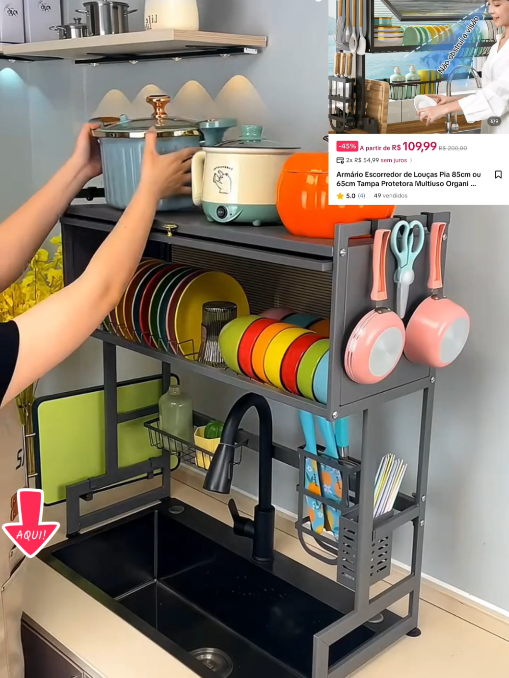 👉 Sua pia tá pedindo socorro? 😂 Descubra o escorredor que virou febre nas cozinhas! 🧽✨  . #cozinha #limpeza #louça  #mulheres #homens 