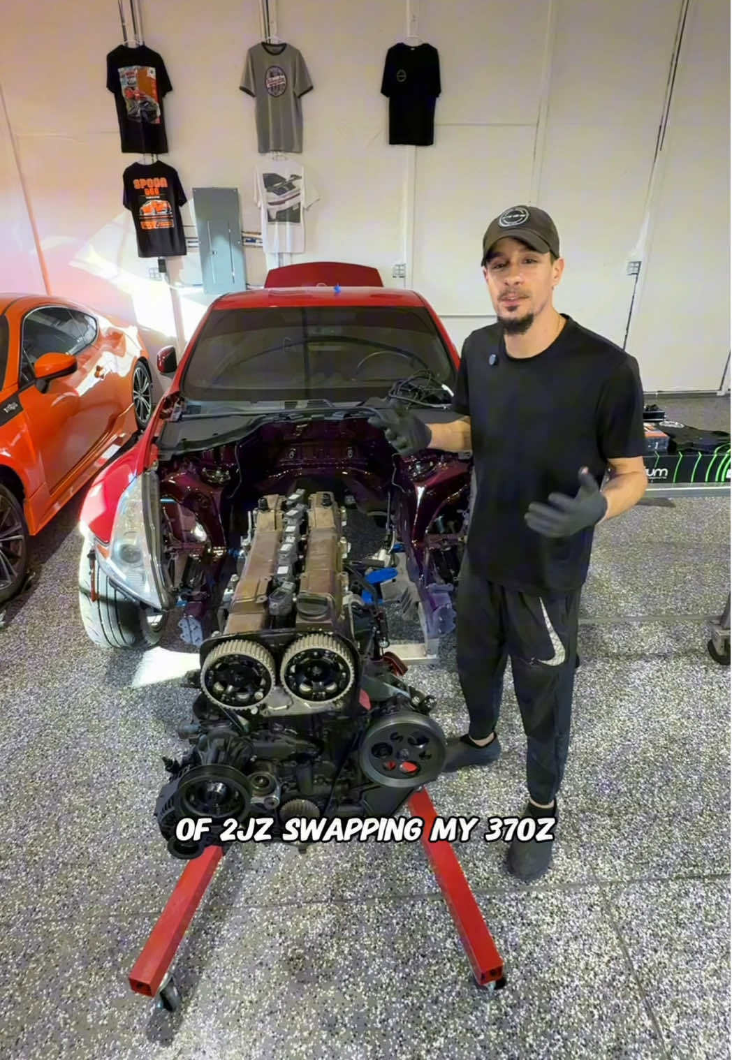 2JZ Swapping My 370Z Part 2! Stay tuned for Part 3. #cartok #carrepair #tiktokauto #370z #2jz 