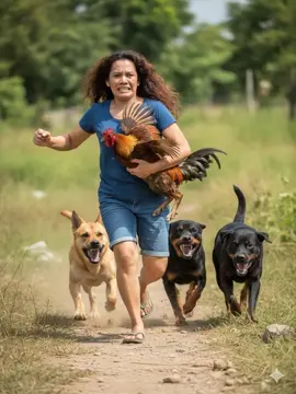 Gemini Ai Prompt trending: The person is running fleeing from 3dogs angry.  PROMPT: @Ate My 🌸: 