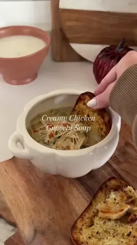 Fall recipes like this are the reason I love comfort food season 🤍🍁 @Kettle & Fire Shop  #fallrecipes #comfortfood #soupseason #DinnerIdeas #souprecipe Ingredients for Creamy Chicken Gnocchi Soup 🍲 This makes about 4–6 servings. You’ll need: 2 tbsp butter, 2 tbsp olive oil, 1 cup diced onion, 1 cup diced celery, 1 cup diced carrots, 4 cloves minced garlic, 1 tsp fresh thyme leaves, salt + pepper to taste, ¼ cup flour, 4 cups chicken broth, 1 cup half & half, 2 cups cooked chicken (shredded or diced), 1 package gnocchi (about 16 oz), 2 cups baby spinach, grated Parmesan cheese for topping, and bread for serving  Melt butter with olive oil in a large pot over medium heat. Add onion, celery, and carrots; cook 5–7 minutes until softened. Stir in garlic and thyme, cooking 30 seconds until fragrant. Sprinkle in flour and stir for 1–2 minutes to create a roux. Pour in chicken broth while stirring constantly until smooth. Add half & half and bring to a gentle boil. Reduce heat and simmer 10 minutes until slightly thickened. Add shredded chicken and gnocchi, cooking another 5–7 minutes until the gnocchi is tender. Stir in spinach and let wilt for about a minute. Season to taste with salt and pepper. Serve warm, topped with Parmesan and crusty bread. 🥖🤍