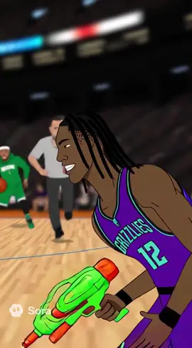 Episode 3: Ja shooting his water gun and making everyone slip and fall #NBA #cartoon 