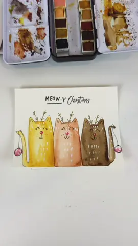Hey Art Besties, Let’s make so cute watercolor Christmas cats. Purr-fect to add to your holiday cards or gift tags😻🎄🎨💖 • • • • #watercolorchristmas #watercorcats #watercolor #christmas #christmascards           
